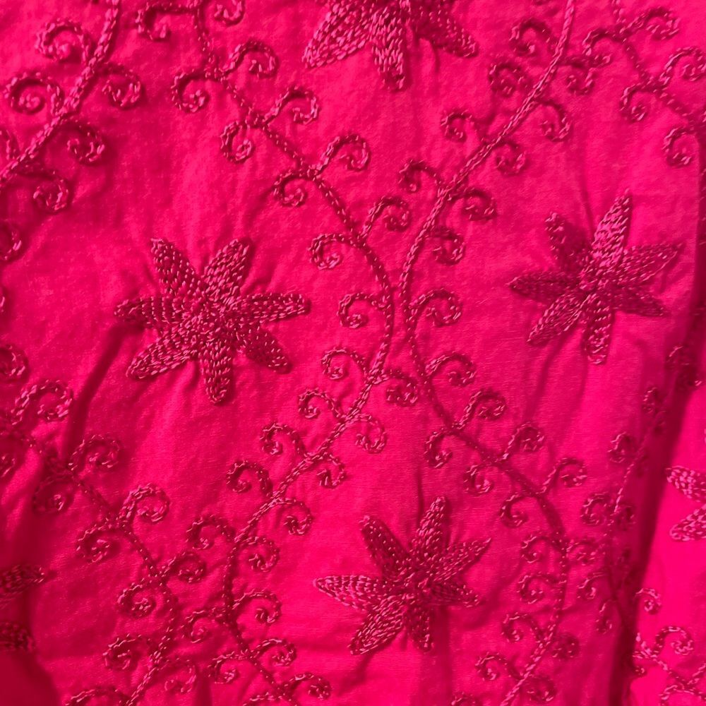 90’s VTG Bryn Connelly 100%Cotton Cottagecore Embroidered Pink Sleeveless  Dress - Picture 5 of 6